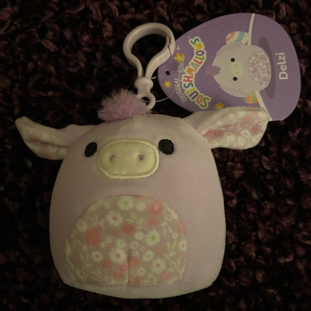 Delzi the Easter Donkey Squishmallows Bag Charm Clip NWT